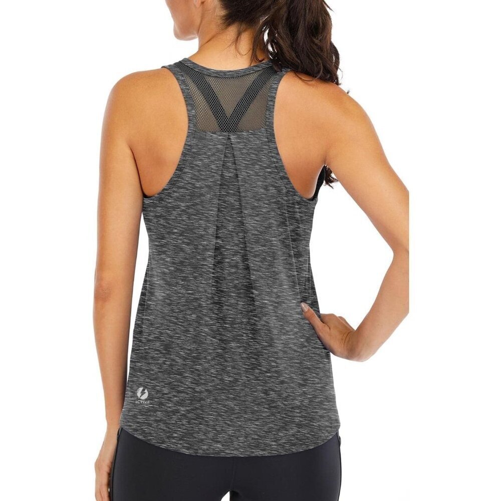 Workout Tank Top Women Mesh Backless Loose Fit Running Yoga Gym Athletic